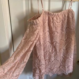 Long sleeve lace off the shoulder shirt